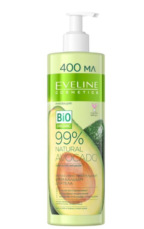 картинка Эвелин / Eveline 99% Natural - Крем-бальзам для тела Avocado 3в1 400 мл