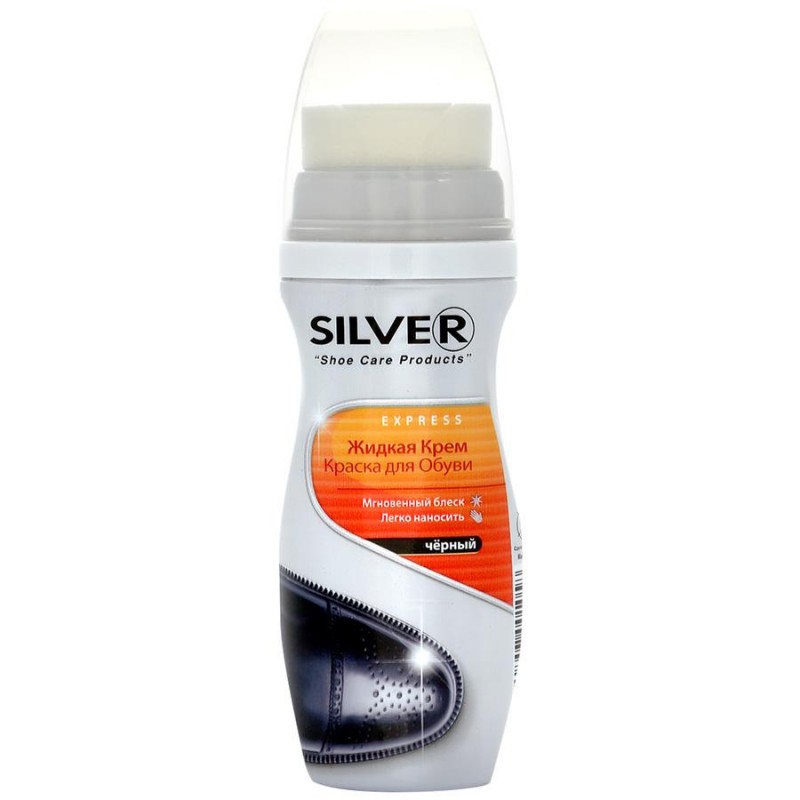 картинка Сильвер / Silver - Жидкая краска для обуви черная 75 мл