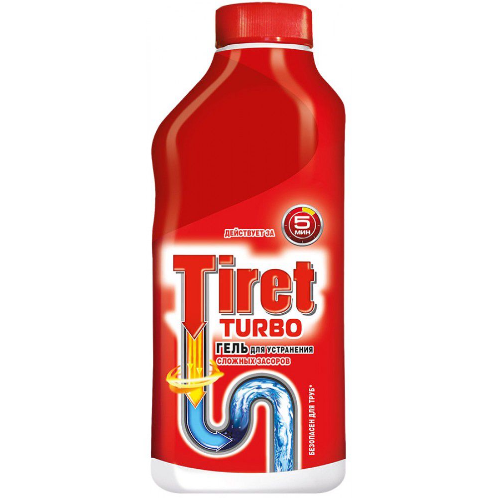 картинка Тирет Турбо / Tiret Turbo - Средство для устранения засоров в канализационных трубах, 500 мл