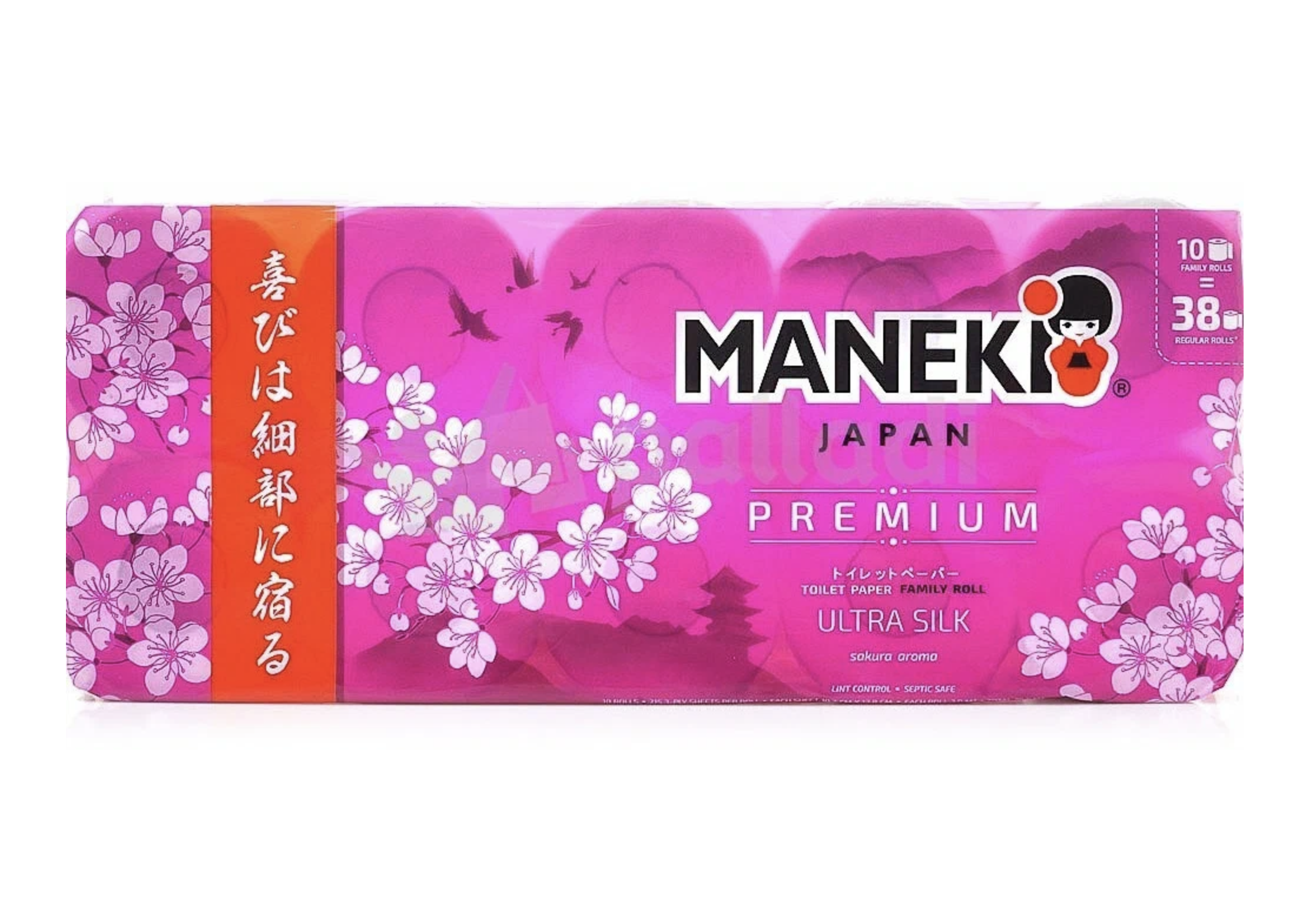 картинка Манеки / Maneki Japan - Туалетная бумага трехслойная Premium Ultra Silk Сакура 10 шт