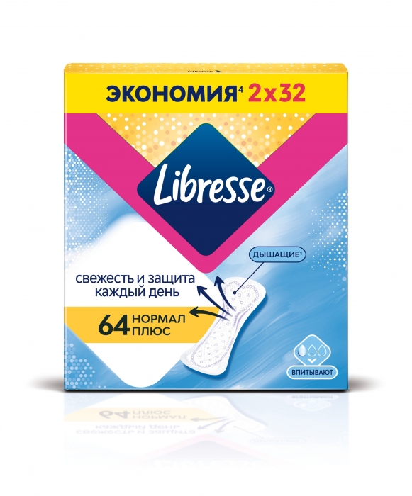 картинка Либресс / Libresse Normal Plus Ежедневные прокладки нормал плюс 64 шт
