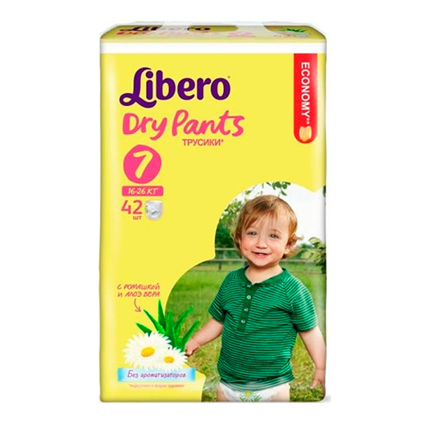 картинка Либеро / Libero Подгузники-трусики Dry Pants Размер 7 (16-26 кг) 42 шт