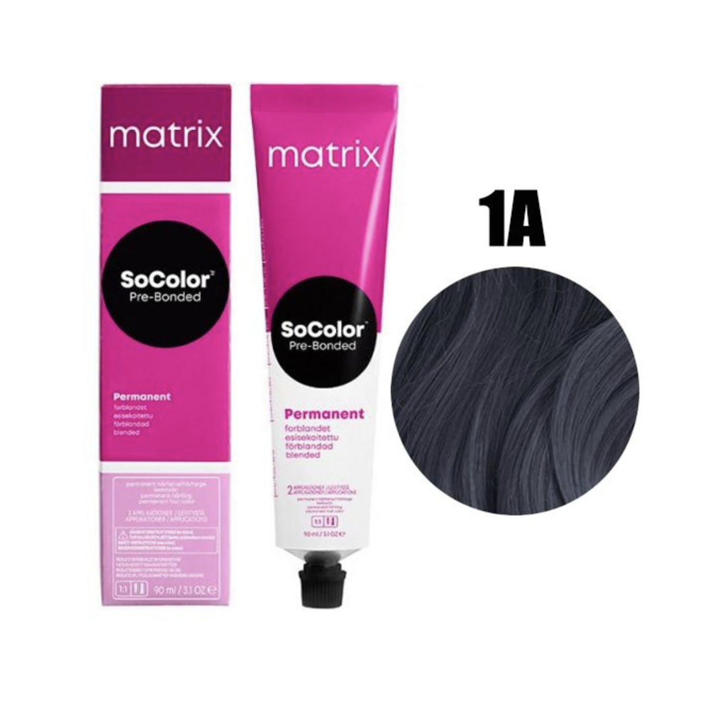 картинка Матрикс / Matrix SoColor Pre-Bonded Краска для волос 1A иссиня-черный пепельный 90 мл