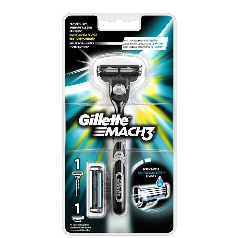 картинка Джилет Мак3 / Gillette Mach3 -  Станок для бритья с 2 сменными кассетами