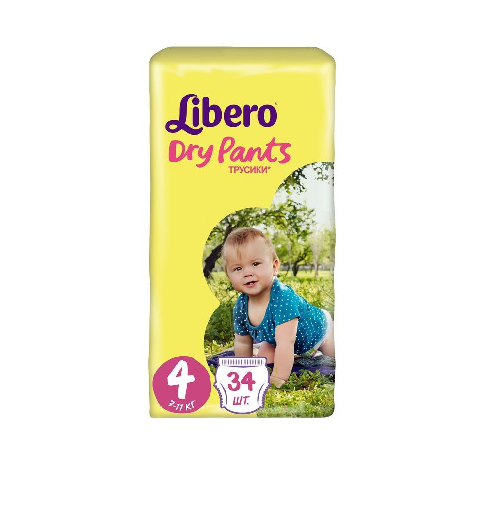 картинка Либеро / Libero Подгузники-трусики Dry Pants Размер 4 (7-11 кг) 34 шт