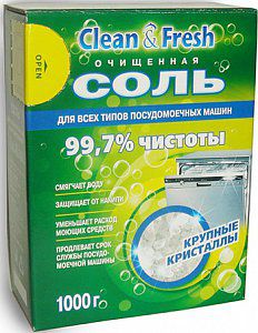 картинка Клин Энд Фреш Все в одном / Clean & Fresh All in 1 - Соль для посудомоечных машин, 1 кг