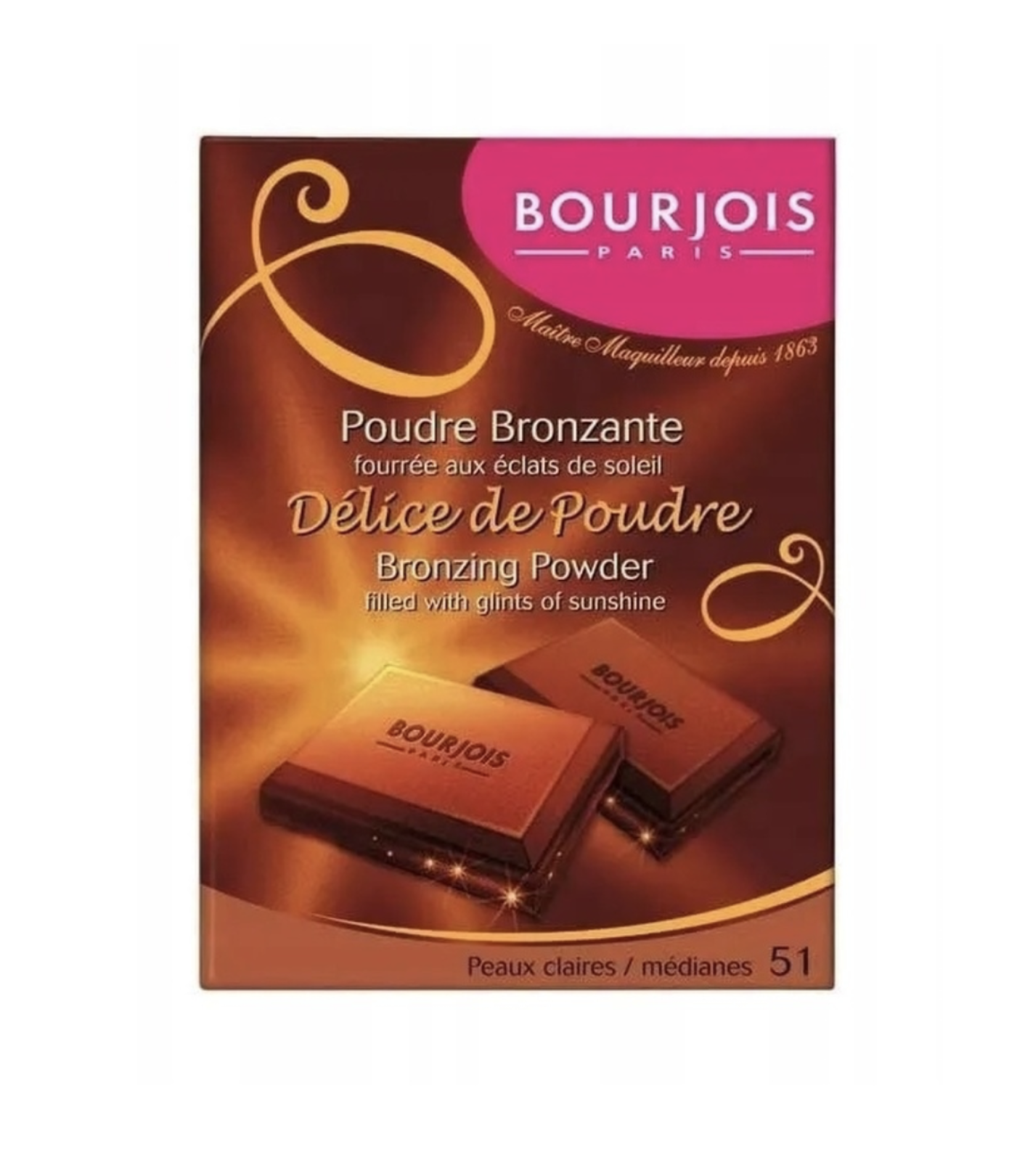 Буржуа Париж / Bourjois Paris Delice de Poudre Пудра-бронзатор компактная  для лица Шоколадка тон 51 - Интернет-магазин бытовой химии 