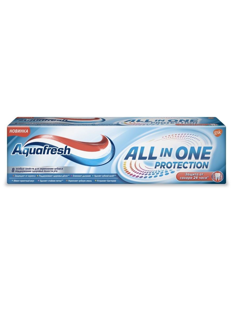 картинка Аквафреш / Aquafresh All in One Protection Зубная паста 24ч активная защита от сахара 75 мл