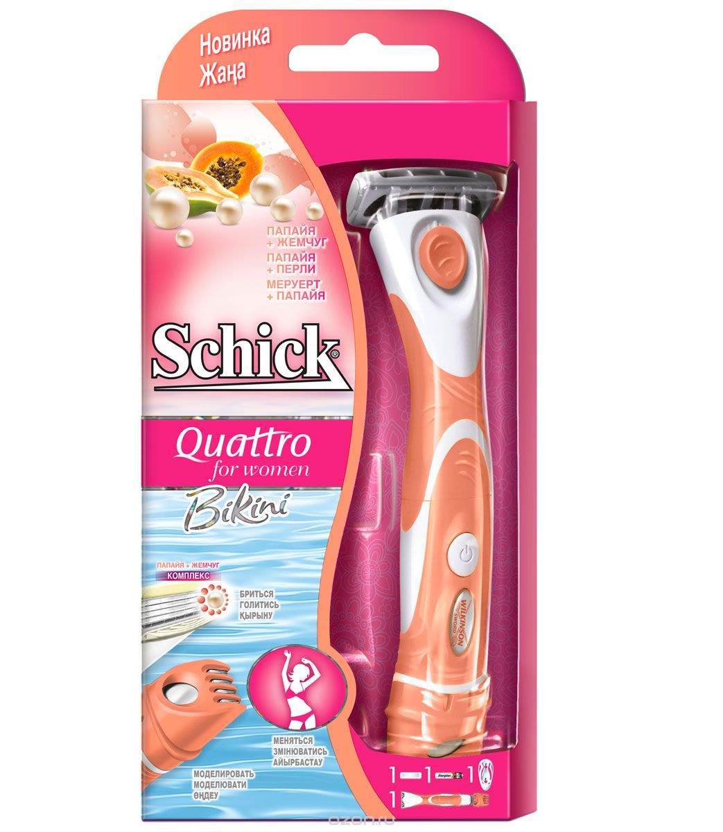 картинка Шик Кватро Бикини / Schick Quattro Bikini - Женский Станок для бритья с 1 сменной кассетой