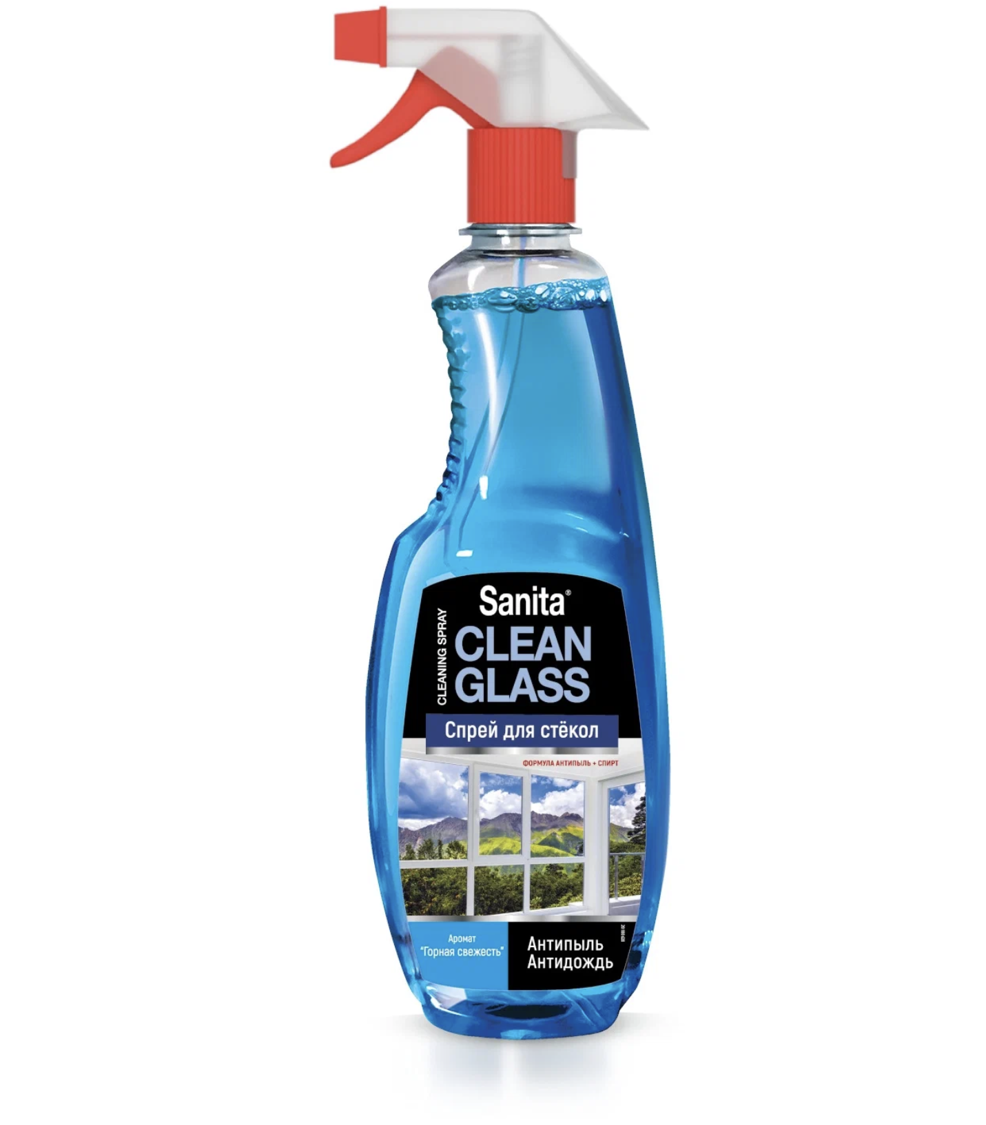 картинка Санита / Sanita - Спрей для стекол Clean Glass Антипыль Горная свежесть 500 мл