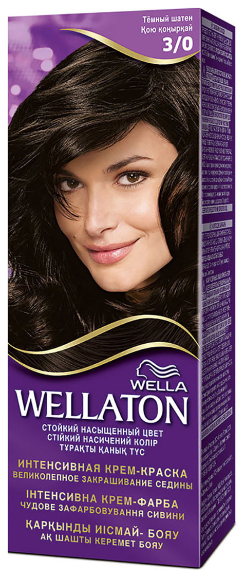 картинка Веллатон / Wellaton - Крем-краска для волос тон 3/0 Темный шатен 110 мл