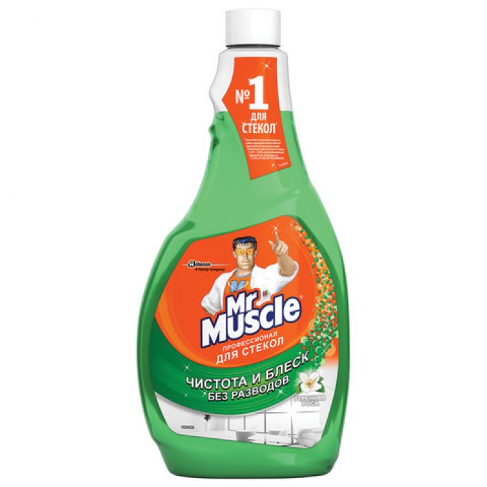 картинка Мистер Мускул / Mr. Muscle - Средство для чистки стекол утренняя роса сменка 500 мл(зеленый)