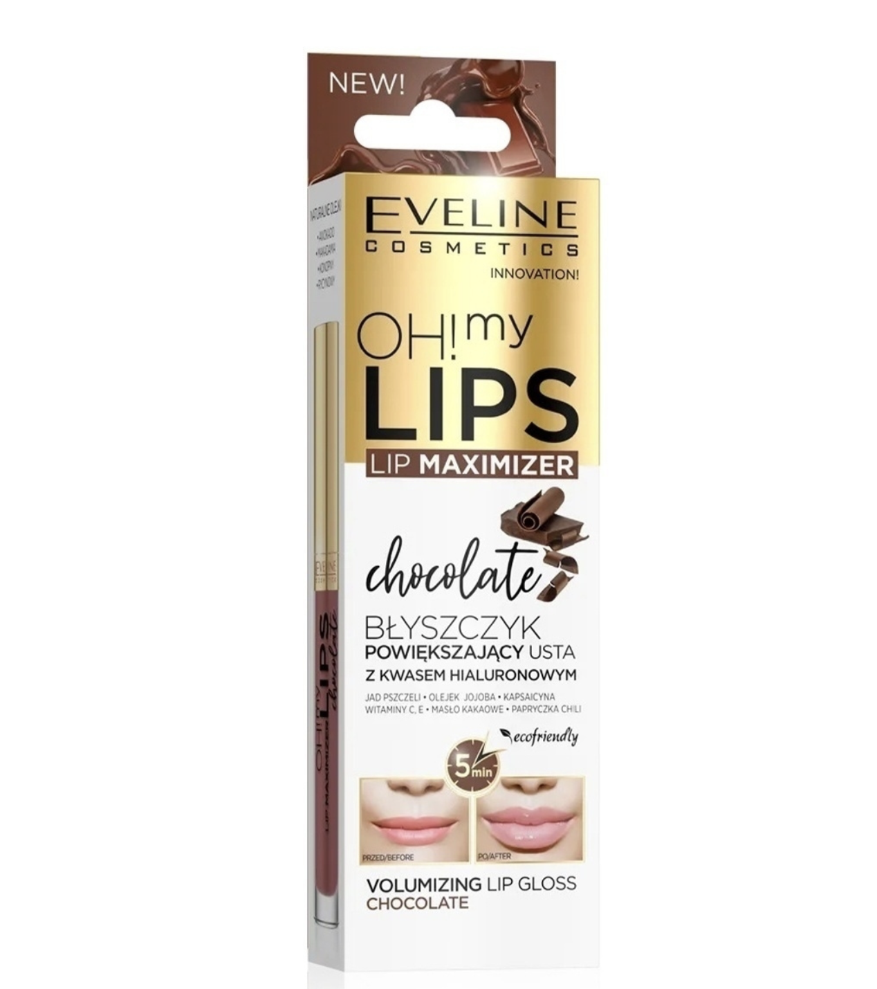 картинка Эвелин / Eveline Oh My Lips Блеск для увеличения объема губ с шоколадом 4,5 мл