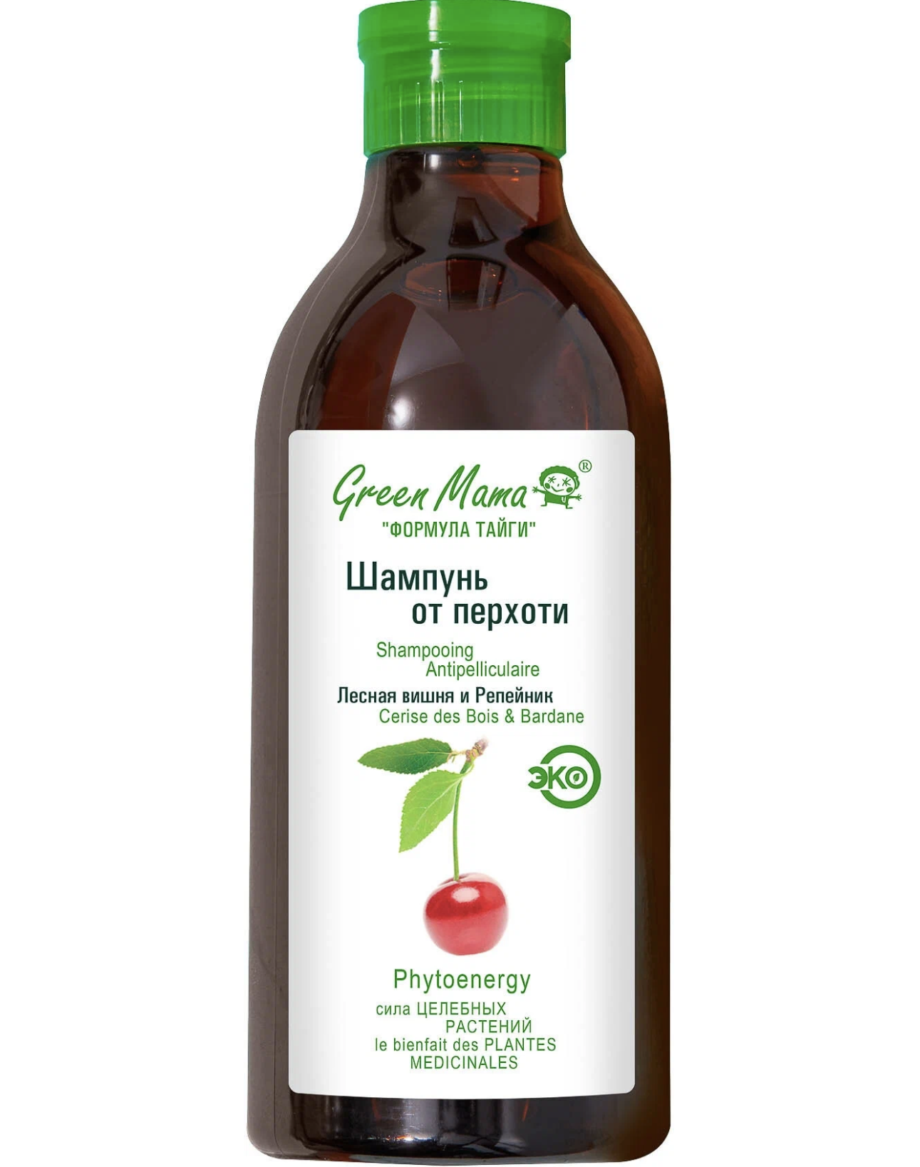 Грин Мама / Green Mama Шампунь для волос от перхоти Формула Тайги лесная  вишня и репейник 400 мл - Интернет-магазин бытовой химии 