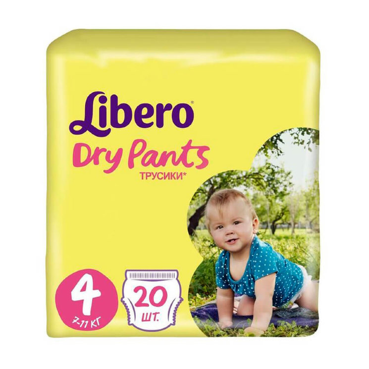картинка Либеро / Libero Подгузники-трусики Dry Pants Размер 4 (7-11 кг) 20 шт