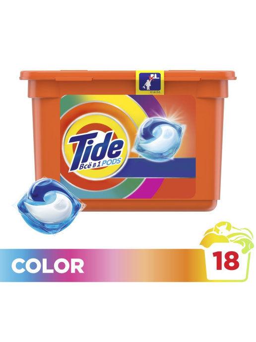 картинка Тайд Колор / Tide Color - Гель-капсулы для стирки цветного белья 18 шт