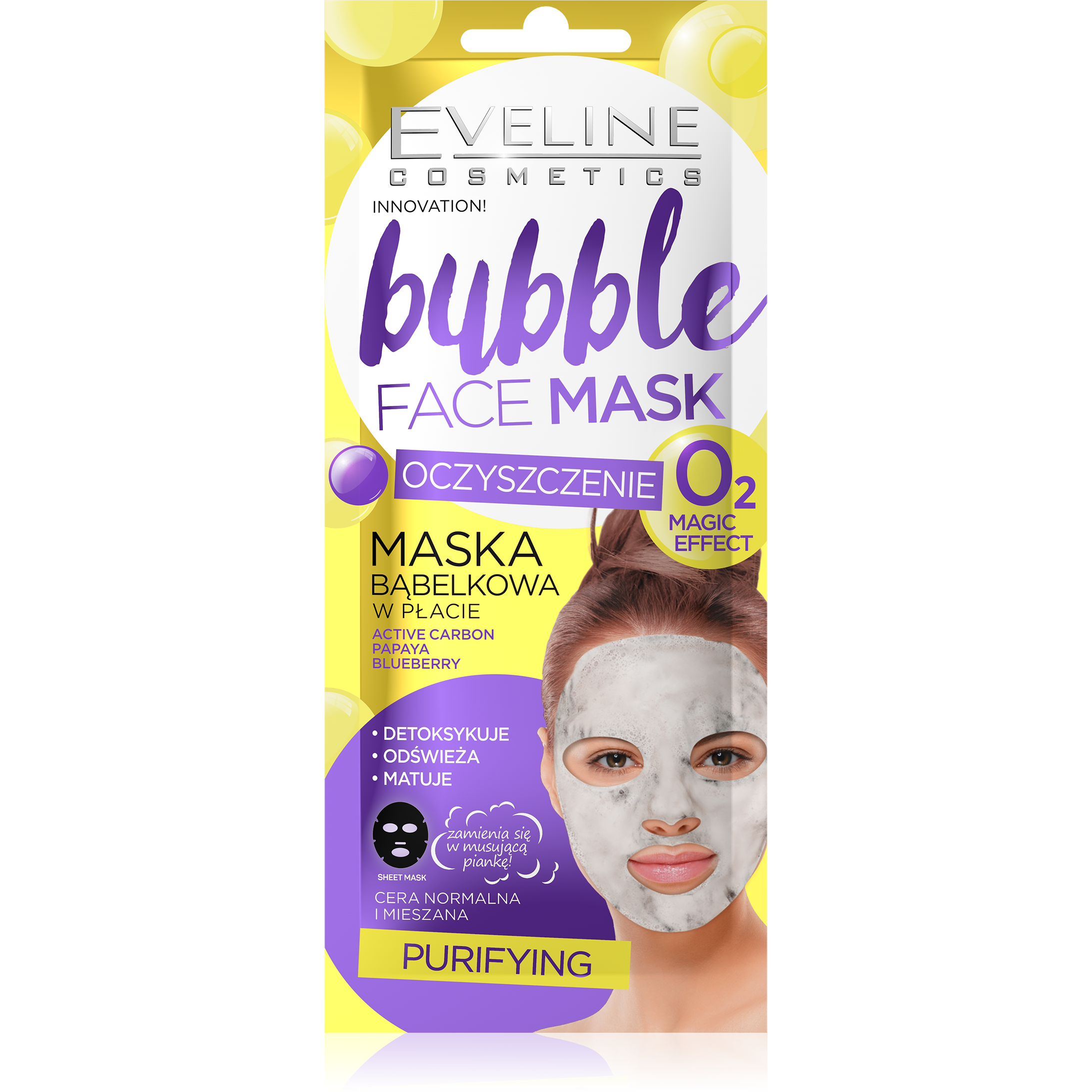 картинка Эвелин / Eveline Bubble Face - Тканевая очищающая маска пузырьковая