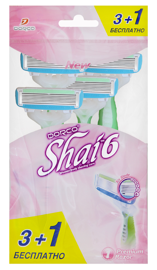 картинка Дорко / Dorco Shai Vanilla6 SXA-300 - Женские одноразовые станки для бритья 4 шт