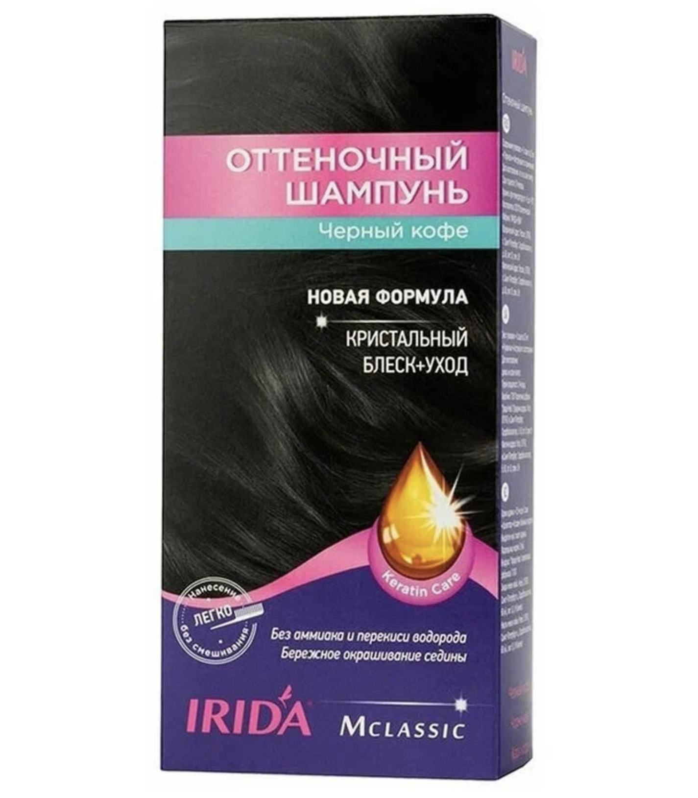 картинка Ирида / Irida М Classic - Оттеночный шампунь для волос блеск-уход тон Черный кофе 75 мл