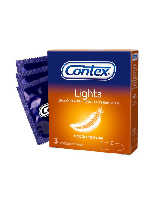 картинка Контекс / Contex Lights Презервативы гладкие тонкие с гелем-смазкой 3 шт