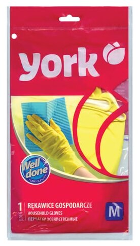 картинка York перчатки хозяйственные резиновые желтые размер М 