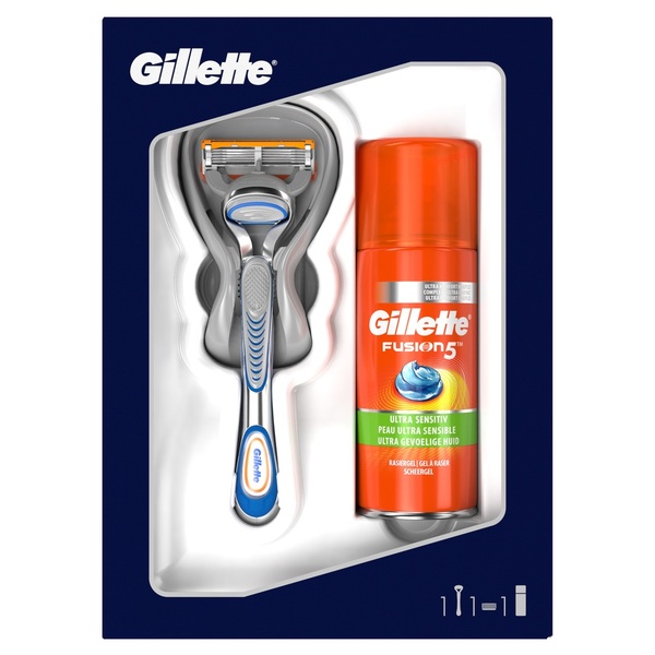 картинка Джилет Фьюжн / Gillette Fusion - Набор Станок для бритья с 1 сменной кассетой+Гель для бритья 75 мл