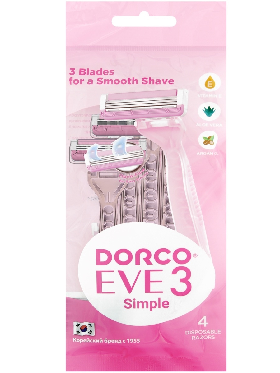 картинка Дорко / Dorco Eve3 Simple - Одноразовые станки для бритья с 3 лезвиями 4 шт
