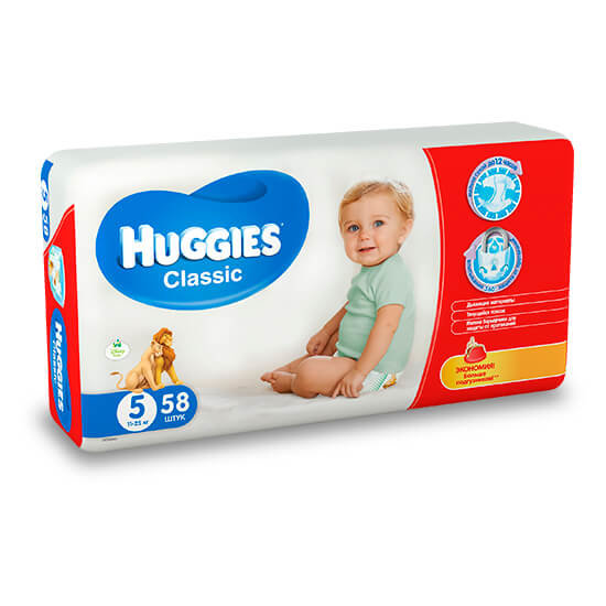 картинка Хаггис / Huggies Подгузники Classic Размер 5 (11-25 кг) 58 шт