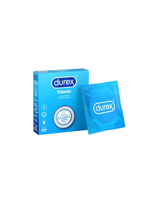 картинка Дюрекс / Durex Classic Презервативы гладкие с гелем-смазкой 3 шт
