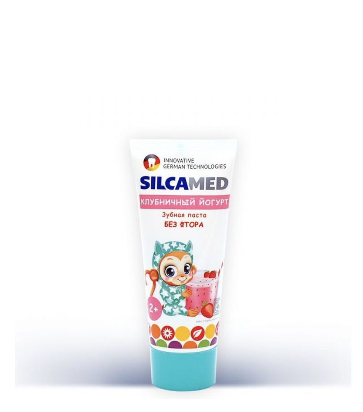 картинка СилкаМед / SilcaMed - Зубная паста без фтора для детей 2+ Клубничный йогурт 65 г