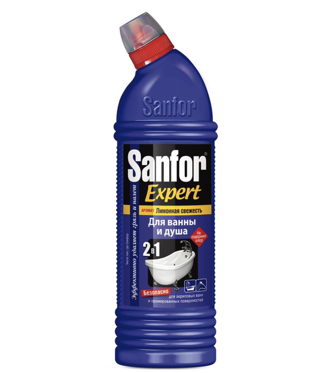картинка Санфор / Sanfor Expert - Средство чистящее 2в1 для ванны и душа Лимонная свежесть 750 мл