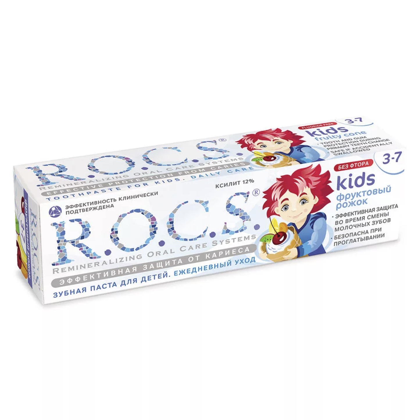 картинка Рокс детская / R.o.c.s. Kids - Зубная паста 3-7 лет Фруктовый рожок, 35 мл