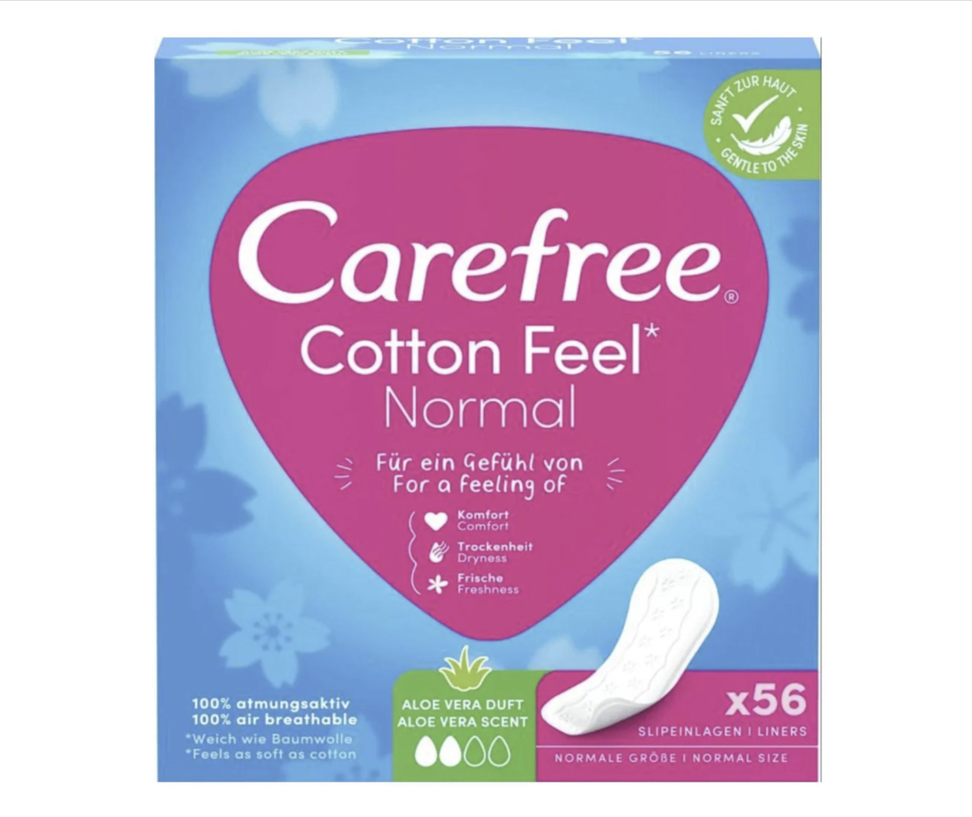 картинка Кефри / Carefree Cotton Feel Normal Aloe Vera Ежедневные прокладки 56 шт