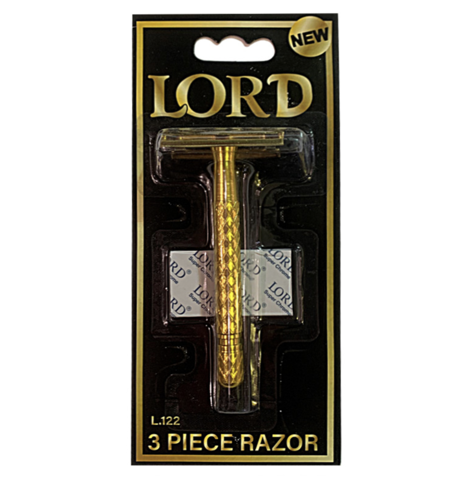 картинка Лорд / Lord L122 - Станок для бритья металлический Т-образный золотой