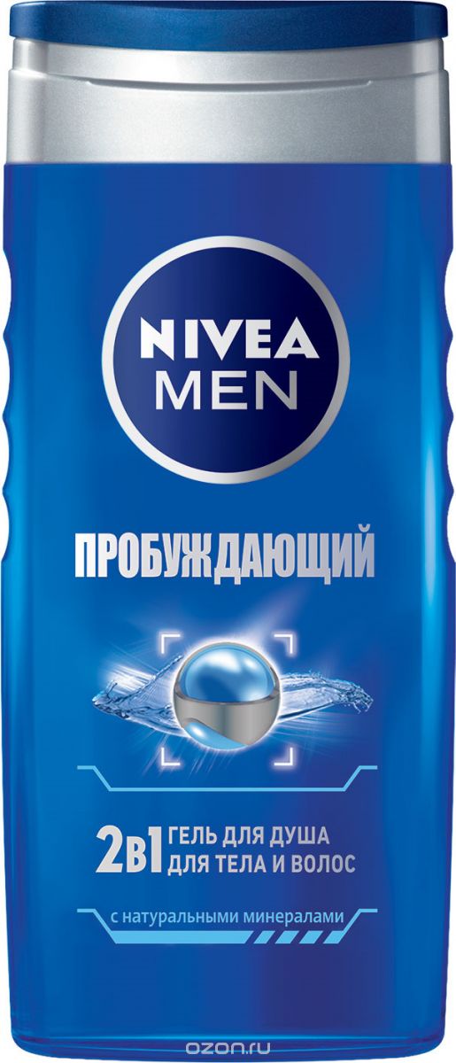 картинка Нивея / Nivea For Men - Гель для душа Пробуждающий с морскими минералами мужской, 250 мл