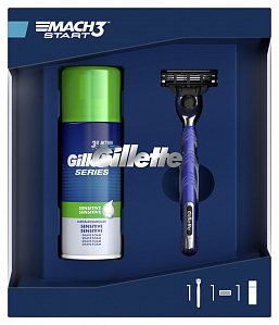 картинка Джилет Мак3 / Gillette Mach3 - Набор Станок для бритья с 1 сменной кассетой + Пена для бритья 100 мл