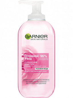 картинка Гарнье / Garnier - Крем-гель очищающий для сухой кожи лица Основной уход Розовая вода 200 мл от магазина