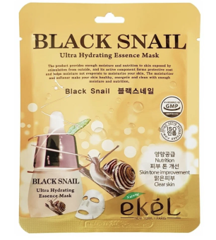 картинка Экель / Ekel - Тканевая маска для лица Black Snail Ultra Hydrating Essence муцин черной улитки 25 г от магазина