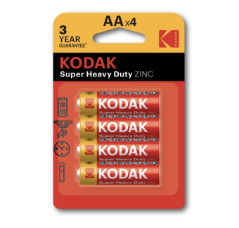   / Kodak -  Super Heavy Duty Zinc AA R6P 1,5V 4   