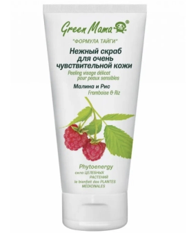 картинка Грин Мама / Green Mama - Нежный скраб для чувствительной кожи лица Формула Тайги Малина и Рис 100 мл от магазина