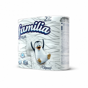 картинка Фэмили плюс / Familia Plus - Туалетная бумага двухслойная, белая, 4 рулона от магазина