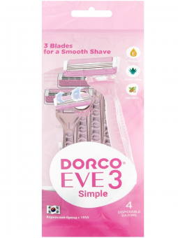 картинка Дорко / Dorco Eve3 Simple - Одноразовые станки для бритья с 3 лезвиями 4 шт от магазина