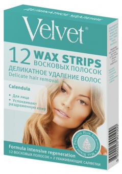 картинка Велвет / Velvet - Восковые полоски для лица Деликатное удаление, 12 шт от магазина