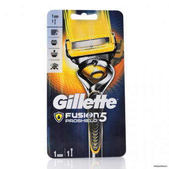 картинка Джилет Фьюжн Прошилд (желтый) / Gillette Fusion5 ProShield - Станок для бритья с 1 сменной кассетой от магазина